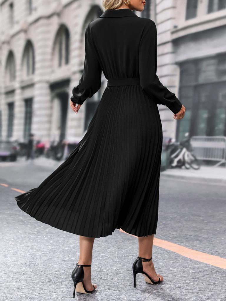 Women's High-End Solid Color Dress - Spring/Autumn Fashion