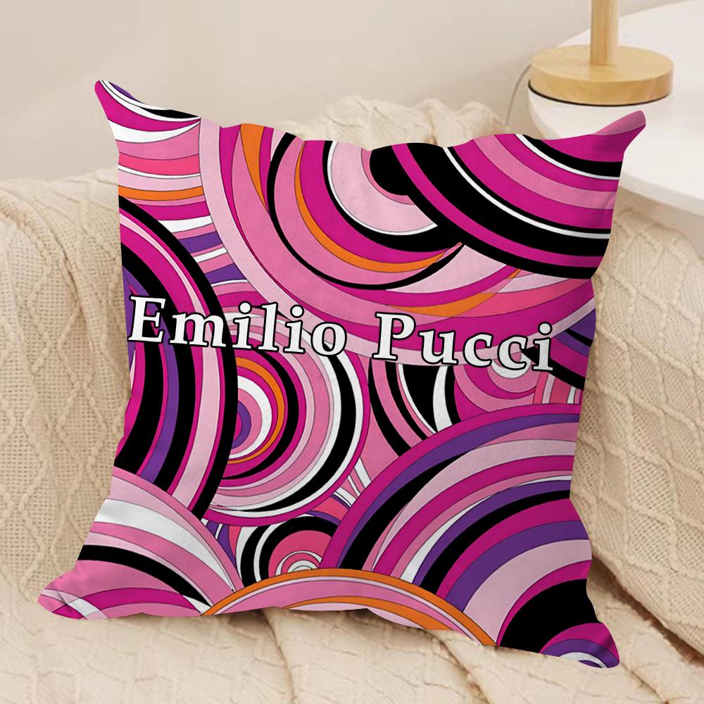 Fashion E-EE-Emilio logo P-Pucci Cushion Cover Soft Plush Double-Sided Pillow Cover Cozy Sofa Cushion Case Living Room Home Gift