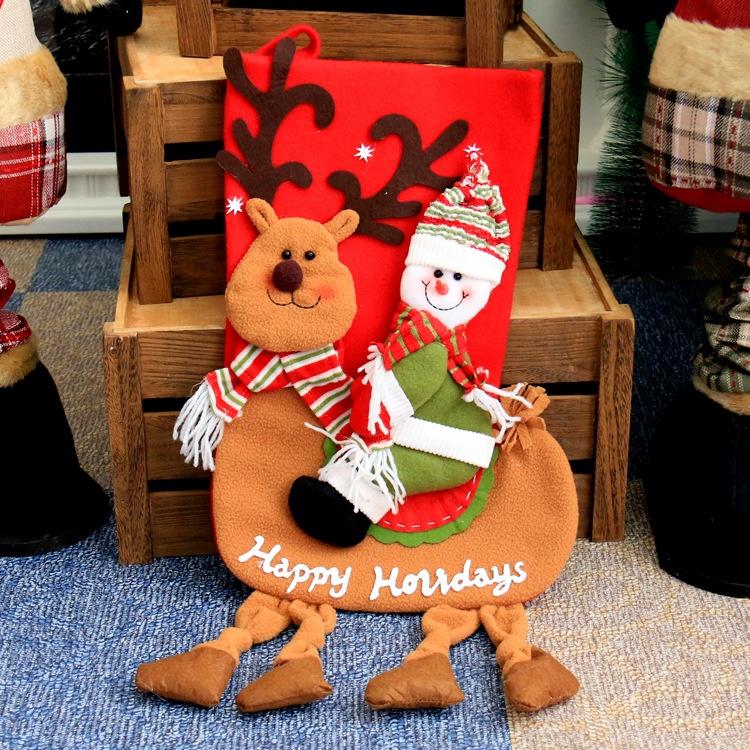 Christmas Decoration Riding Deer Old Man Snowman Gift Socks Children Christmas Gift Socks Window Pendant