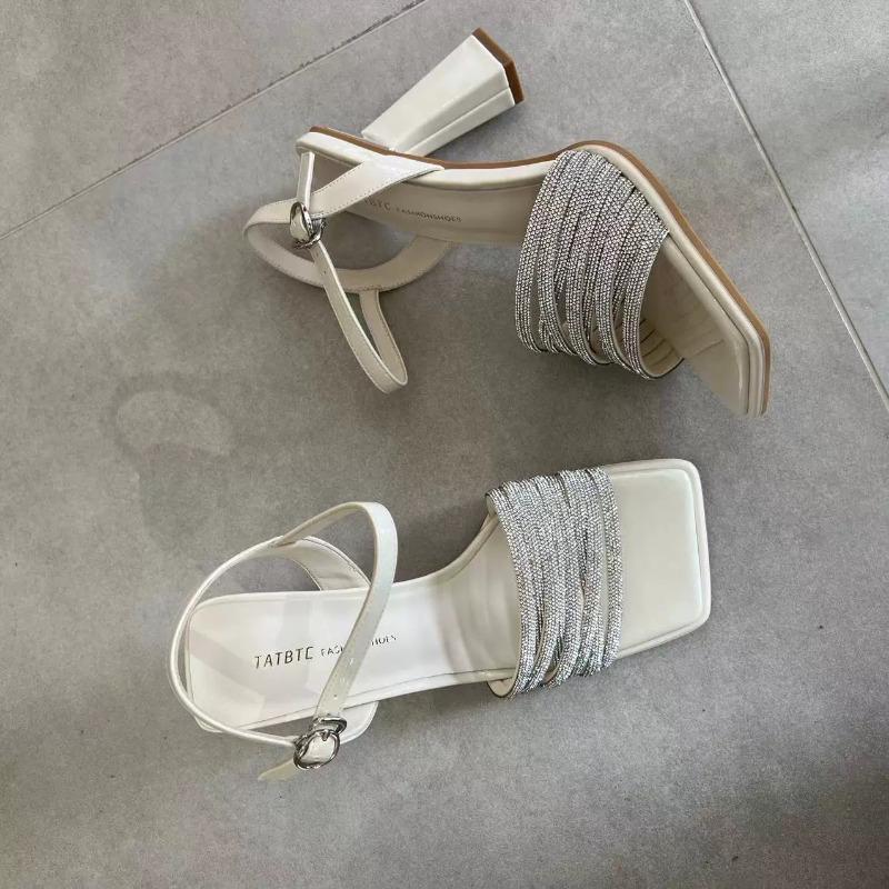 Fashion New Summer Fashion Style Designder Luxury Rhinestone Decoration Women's High Heel Peep Toe Banquet Ladies Shoes Zapatos Mujer