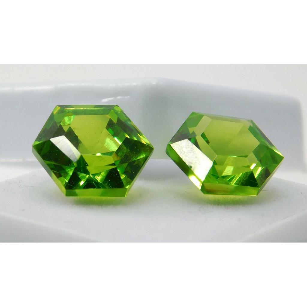 NATURAL Peridot FANCY CUT 16.00 Ct Faceted Gemstone Best Quality Pair
