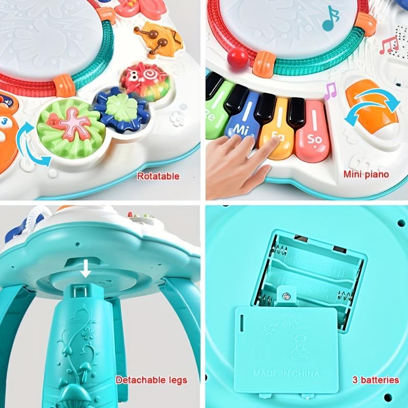 Multi-function early education music table, children's learning table, electric sound and light activity center with detachable