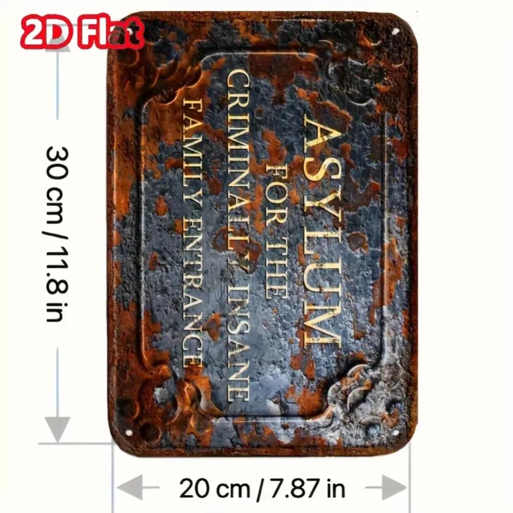 "Asylum for Criminally Insane - Family Entrance" Vintage Metal Sign, Spooky Outdoor Decor & Unconventional Present