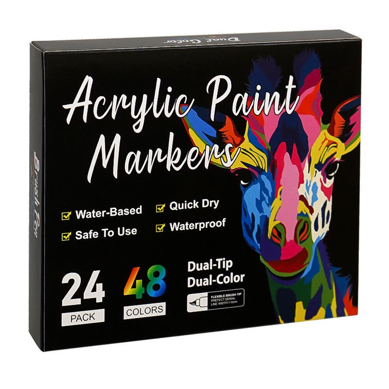 Dual-Ended Two-Color Acrylic Markers Set - 72 Colors for Kids' Painting & Doodling