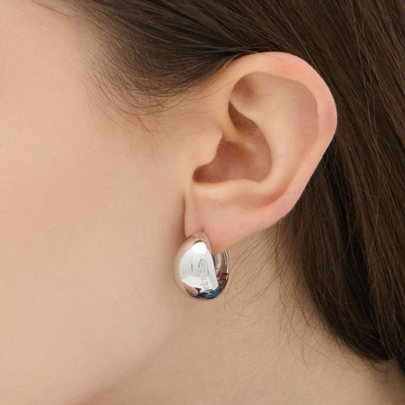 

hyeres-lor pebble silver (W) chunky one-touch earrings HL6E56613W9XXX white