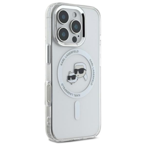 Karl Lagerfeld KLHMP16XHLSKCH iPhone 16 Pro Max 6.9" White Hardcase IML Metal Karl&Choupette Head MagSafe