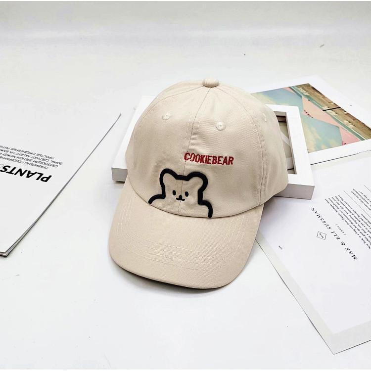 Cute Bear Embroidery Kids Baseball Cap Wide Brim Round Top Sun Hat For Boys Girls 2-8 Years