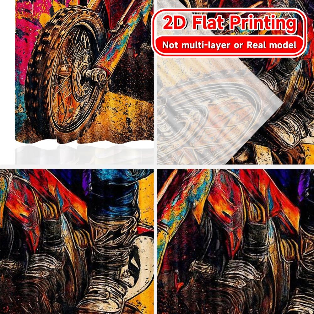 Set Of 2 Flat Printing Dynamic Rider Chic Curtains Polyester Easy Install Home Decor Perfect Digital Living Curtain