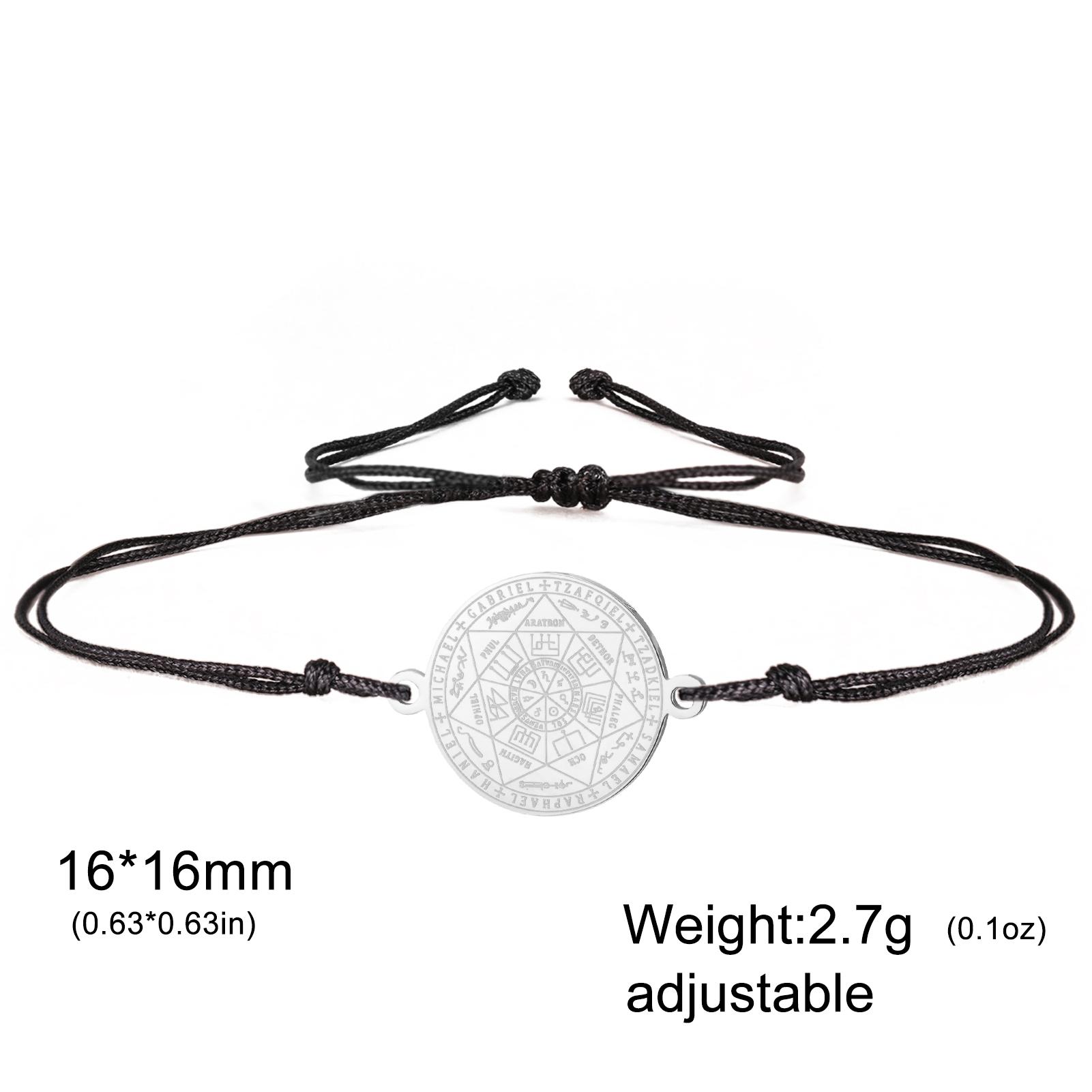

Teamer Seven Archangels Charm Bracelet Women Men Adjustable Stainless Steel Bracelets Amulet Seal of Solomon Jewelry Gift 17-22cm