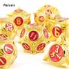 7 Pcs Golden Red Meteor Hammer Metal Dice Solid Metal Polyhedral Dice Set Suitable for Role-Playing RPG  Board Game Card Game