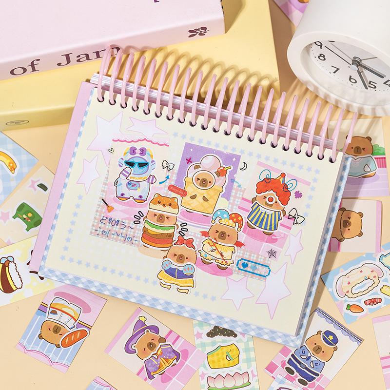 50pcs/pack Dress Up Beanies Sticker Book Cute Decompression Children's Handbook Fun Interactive Portable Small Books