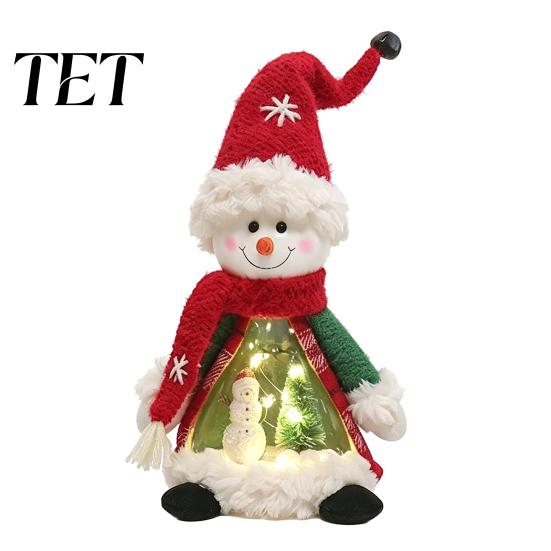 Indoor Xmas Atmosphere Light Lighted Christmas Doll Decoration, Cute Plush Santa Claus/Snowman/Reindeer Figurine with Creative Holiday Mantel