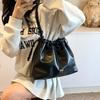 Casual Soft Surface Large-capacity Bag Women's 2025 New Fashion Commuter Shoulder Underarm Bag Portable Tote Bucket Bag