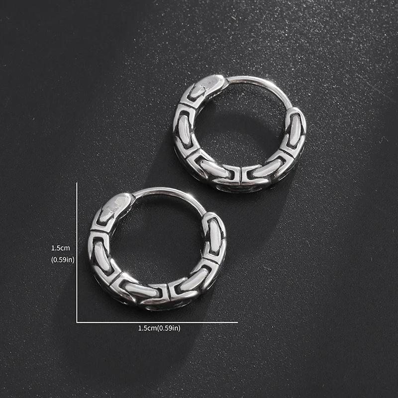 Retro Creative Chain Hoop Earrings Hypoallergenic Men's Earrings Personalized Punk Fashion Casual Accessories