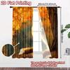2pcs   2D FLAT PRINTING Curtains (Without Rod) Autumn Fox Scene Chic Print Curtains Festival Durable Polyester Curtains Thermal