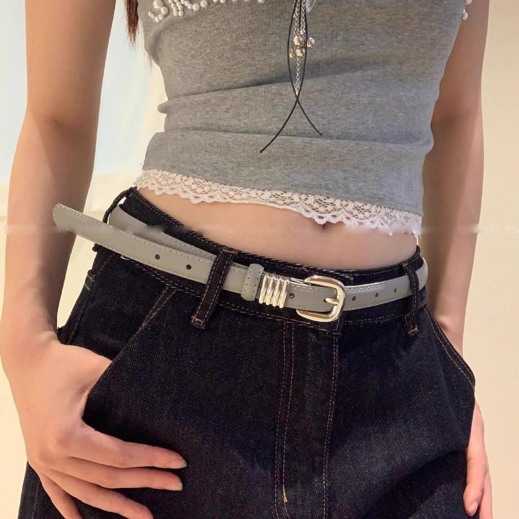 Pu Leather Thin Waist Belt For Women With Alloy Buckle For Denim And Dresses