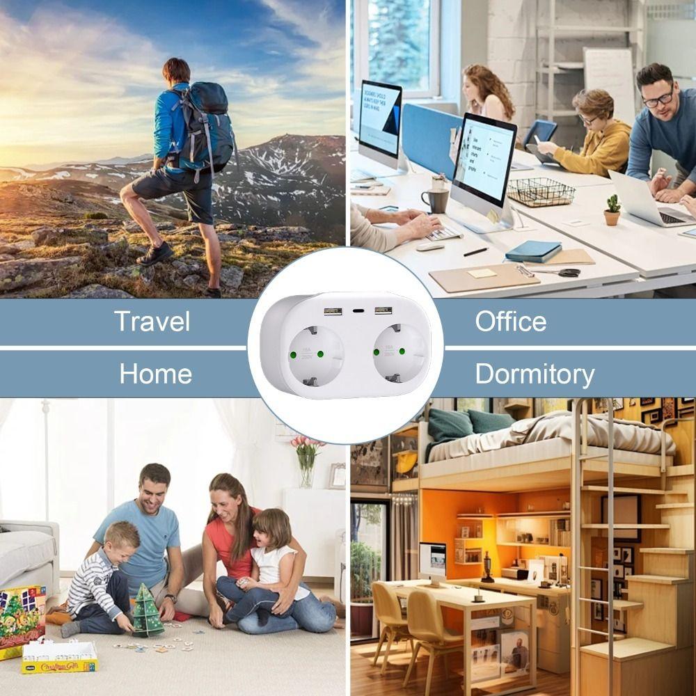 

Power Strip Wall Socket EU Electrical Socket White Power Adapter Home білий