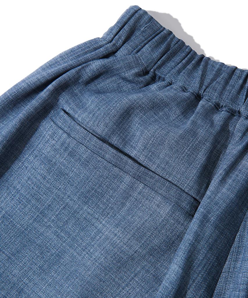 DIAMOND LAYLA Two-Tuck Wide Banding Slacks P14 Denim Texture Indigo