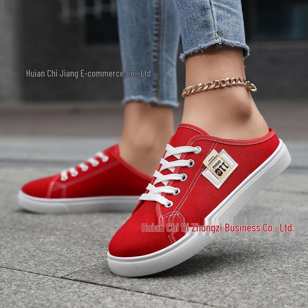 Spot Canvas Slip-On Spring White Flat Shoes