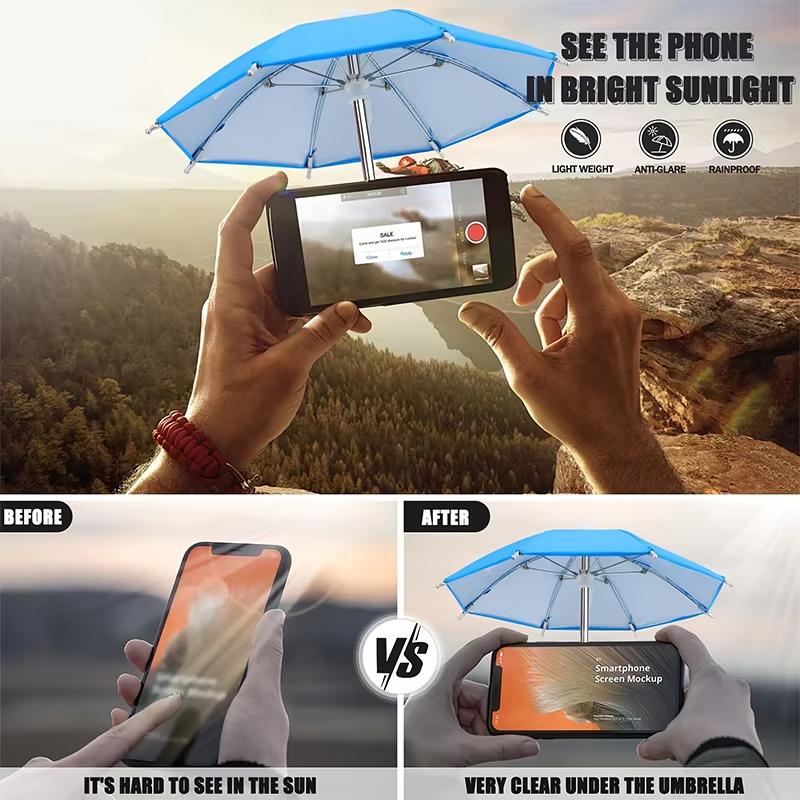 1Pcs Waterproof Rainproof Universal Smartphone Sun Shade Outdoor Live Phone Mini Umbrella Portable Car Phone Holder Umbrella