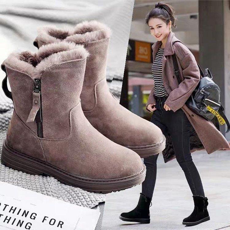Annual thick velvet snow boots cold-proof and warm medium tube shoes piled thickened non-slip cotton shoes autumn and winter