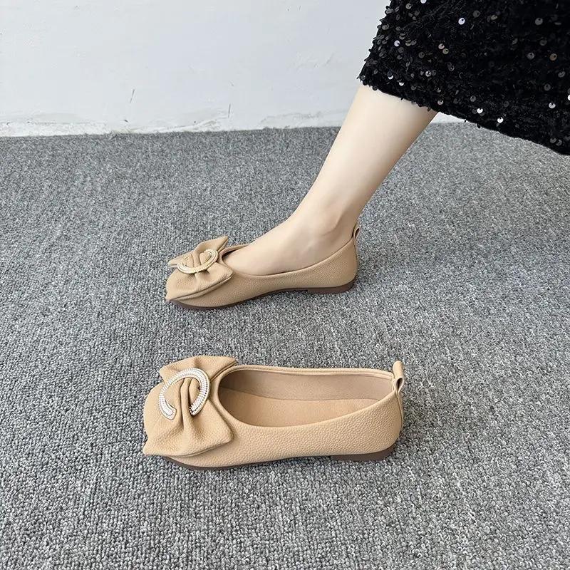 Fashion Round Toe Black Shoes for Women White Office Woman Flats Moccasins Low Price Elegant Dress Vacation 2025 Trend Spring Summer Y2k
