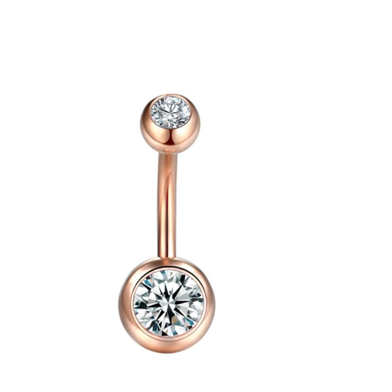 Stainless Steel Puncture ,Belly Button Ring Inlaid Stones ,Navel Navel Navel Belly Button Buckle Body Jewelry
