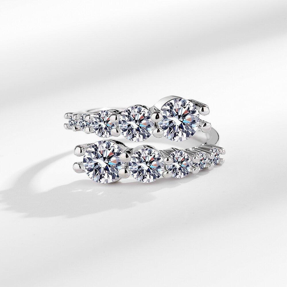 2026 Korean Version of The Design Sense of Light Luxury Niche Micro-inlaid Zircon Ring, Female Tide Open Index Finger Ring Ring