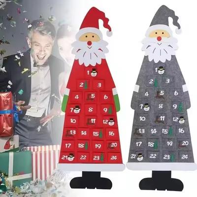 Calendario de Adviento de Fieltro de Navidad para Colgar en la Pared Calendario de Adviento de Papá Noel con Bolsillos 24 Días Juguetes para Niños Regalo de Navidad
