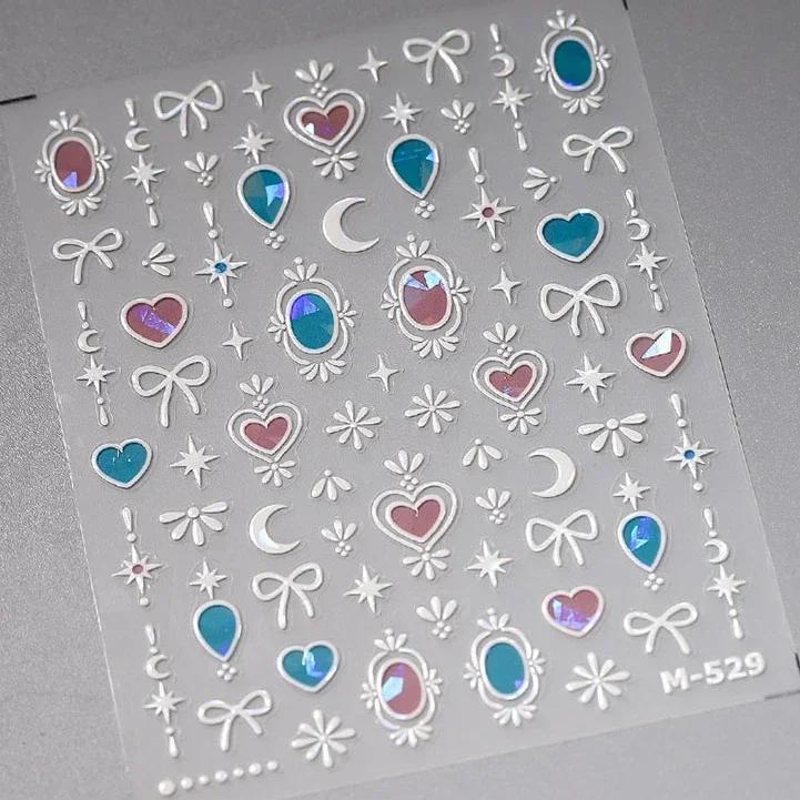 5D Bronzing Star Nail Art Stickers 1pcs Luxury Diamond Gold Sliver Laser Pentacle Self Adhesive Nail Decorations Slider Decals