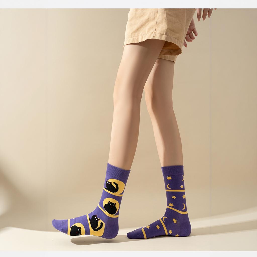 Halloween Cotton Mid Calf Socks for Men and Women, Funny Novelty Socks for Fall and Winter