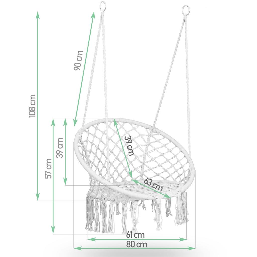 Boho Hanging Garden Swing Chair, Black