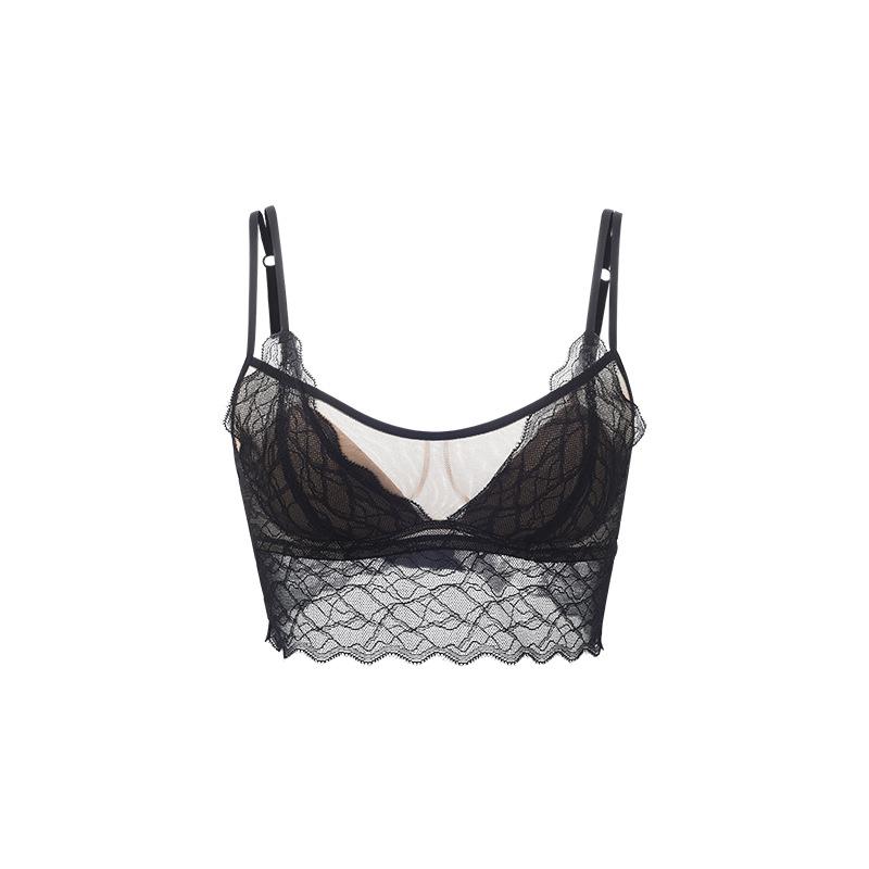 Silk contrasting lace bra beautiful back, mulberry silk anti-light double cup sexy lace underwear S