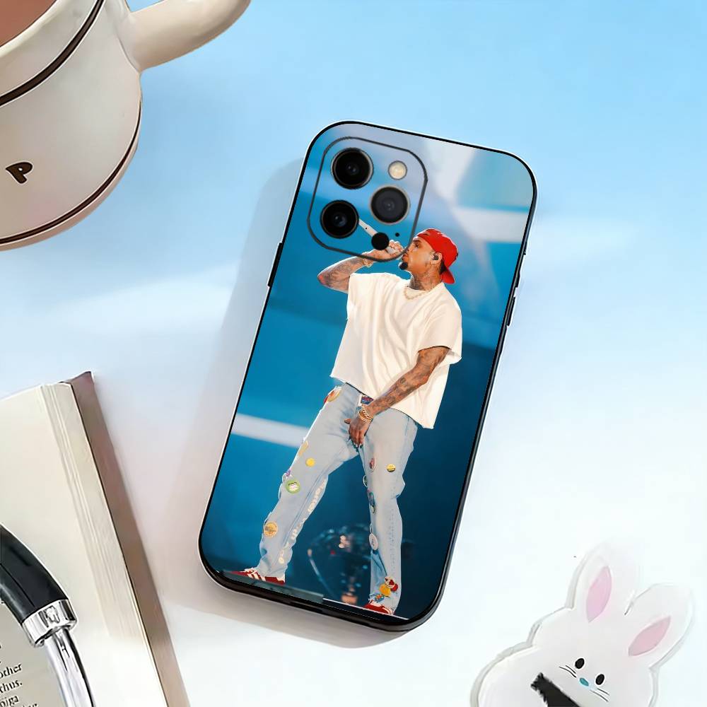 C-B-Chris Brown-singer  Phone Case For iPhone 17,16,15,14,13,12,11 Plus,Pro Max,XS,Soft Silicone Black Cover