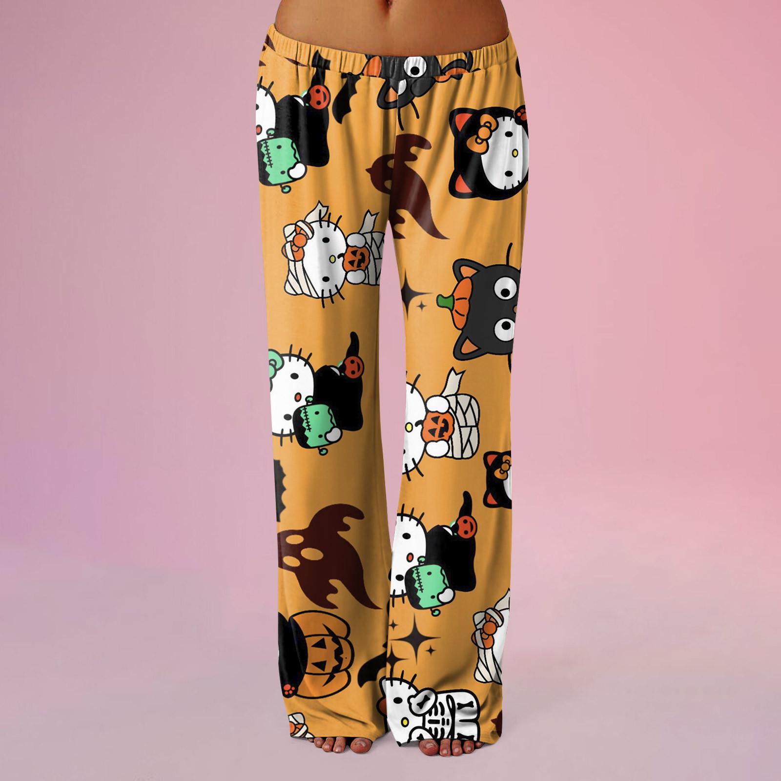 

Женские домашние брюки с принтом всего тела, пижамы, летние весенние длинные брюки, одежда для сна, брюки для йоги XXL оранжевый