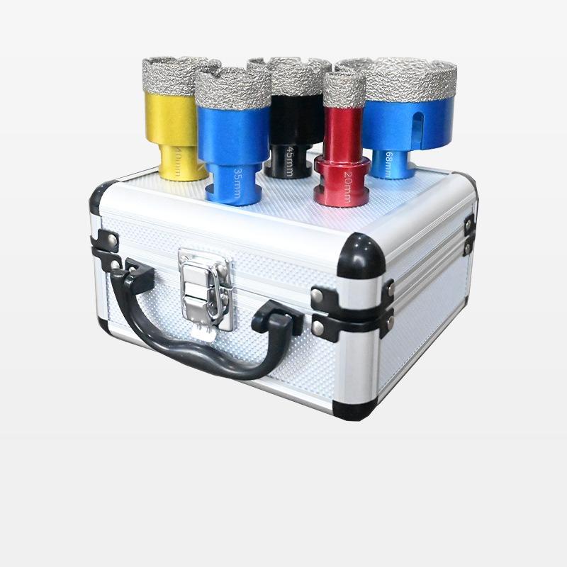 5Pcs M14 Brazed Vacuum Diamond Hole Saw Kit Aluminum Case for Tile Marble Angle Grinder