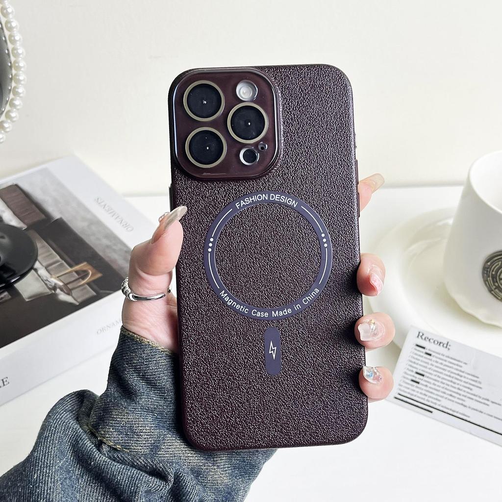 Plain Leather Phone Case for Apple iPhone 15 Promax- Soft Silicone Crystal Frame Lens Phone Cover for Apple iPhone 15/14/13/12/11/Plus/Pro/Promax