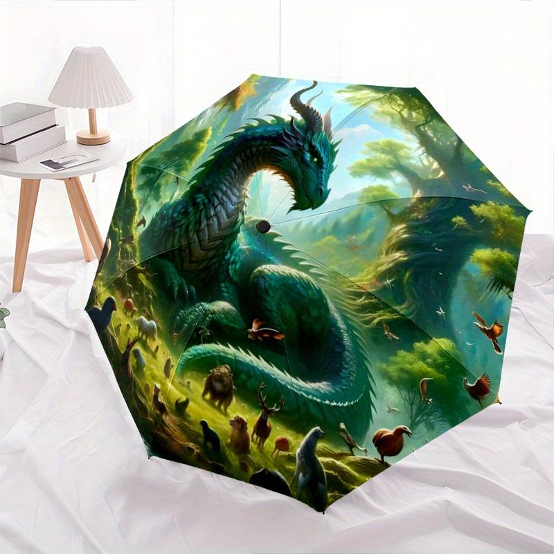 1pc Fantasy Forest Dragons Mythical Creatures Automatic Open/CloseUmbrella,Compact Umbrella for Men & Women Day Gift.A016