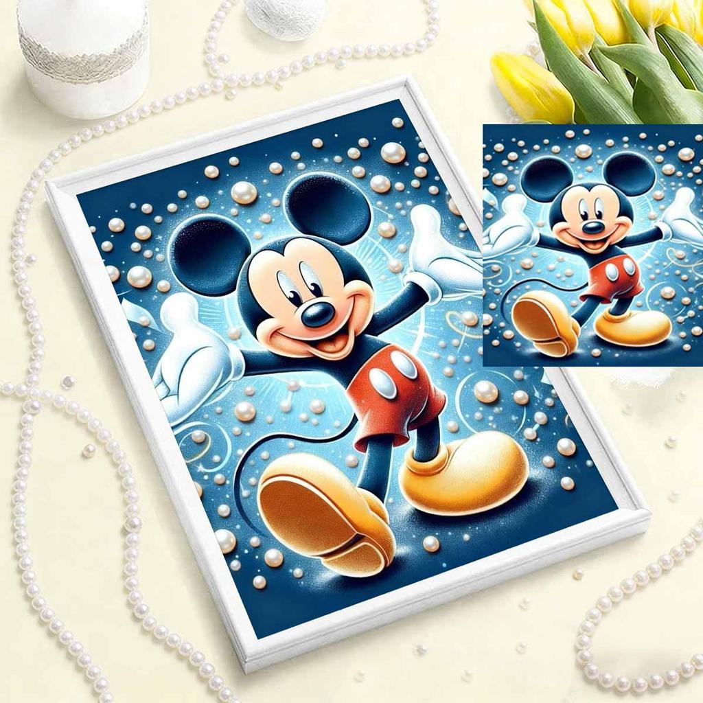 Disney Classic Mickey Pearl Art Painting Pearl Bubble Atmosphere Theme Frameless Craft Painting Living Room Entrance Decoration Gift Choice