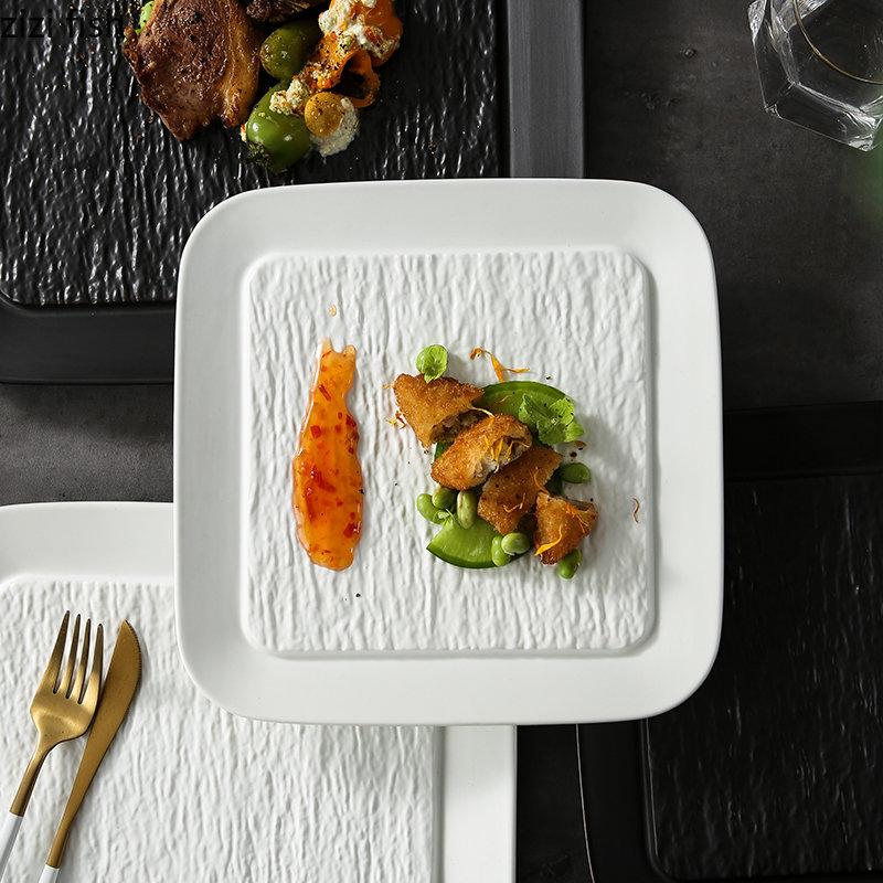 Square Ceramic Dinner Plate Western Food Plate Steak Plates Pasta Dish Serving Plates Fruit Dish Salad Bowl Sushi Dish Tary