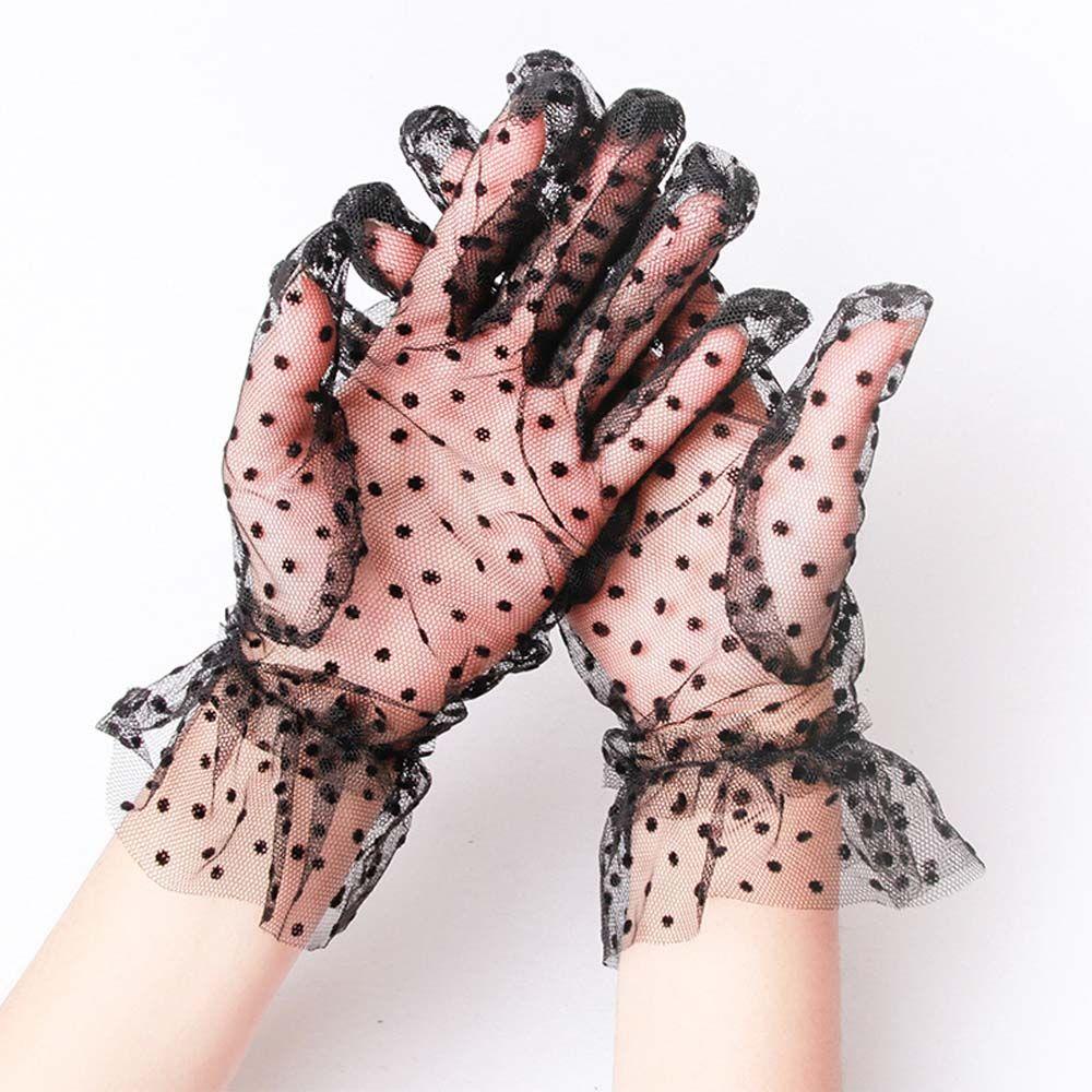 Full Finger Driving Stretchy Cycling Korean Style Polka Dot Gloves Women Lace Gloves Lace Gloves