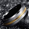 8mm Gold Color Groove Men Stainless Steel Rings Silver Color Brushed Black edge Rings For Men Women Wedding Band Jewelry