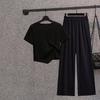 Light Mature Suit Women's Short-sleeved Tops In Summer New Wide-leg Casual Pants Royal Sister Suit