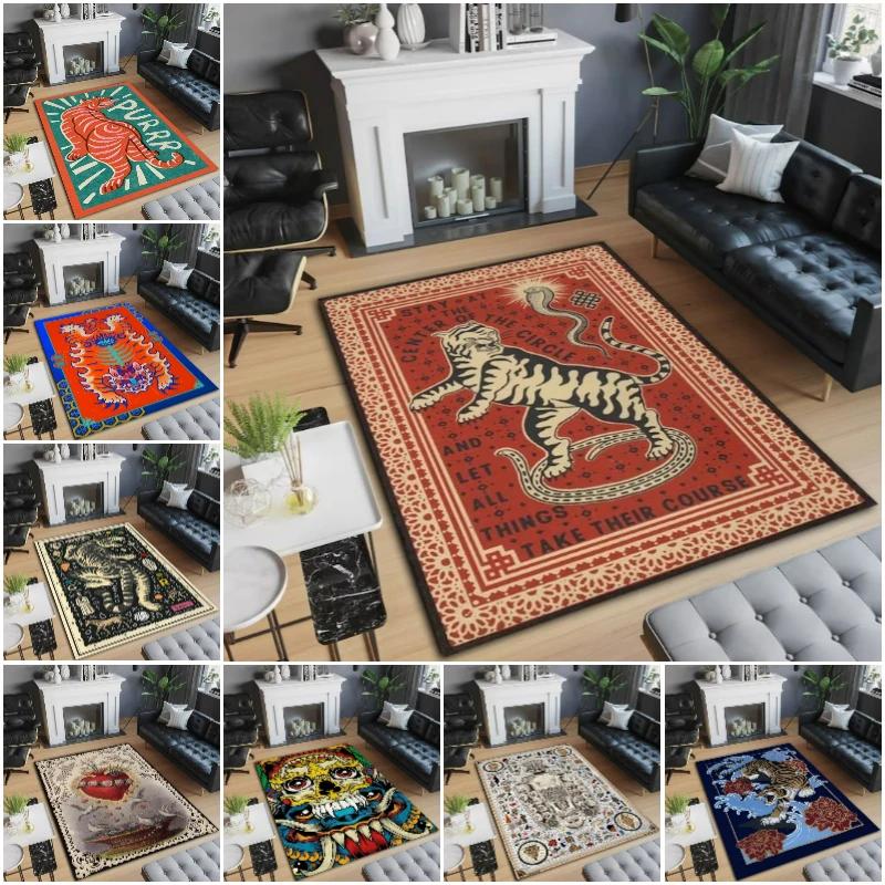 Modern Abstract Tiger Totem Carpet For Living Room Kitchen Home Decor Floormat Bedroom Entry Door Mat Bedside Sofa Foot Mats