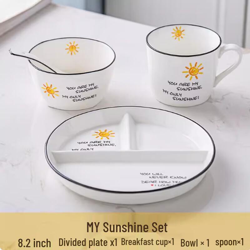 Fulaiwenci Ceramic 3-Compartment Portion Control Plate Set
