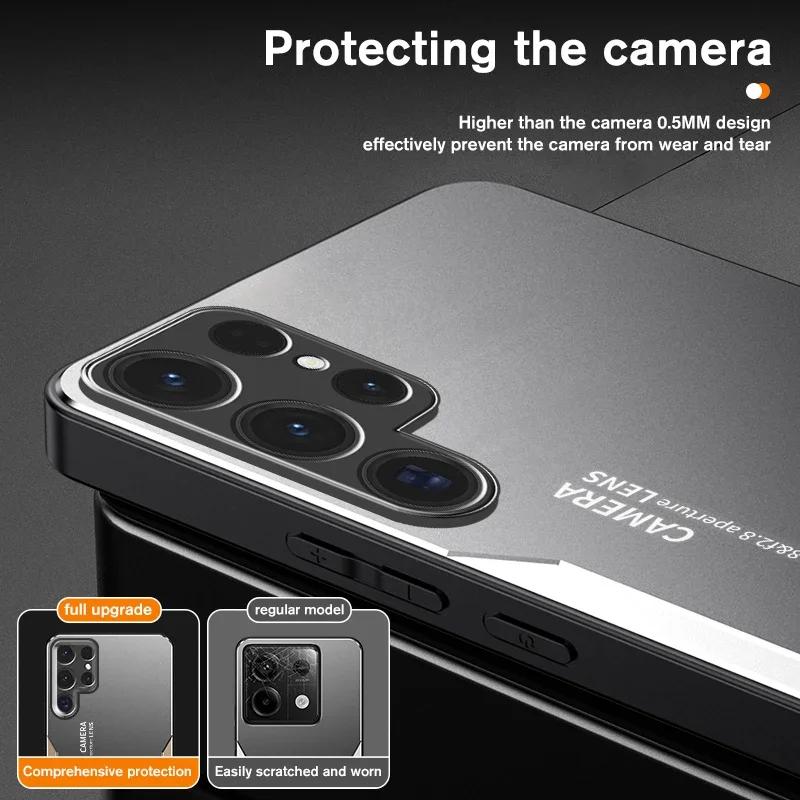 Για Samsung Galaxy S24 S23 S22 S21 S20 Plus Ultra FE 5G Θήκη Πολυτελής Πίσω Κάλυμμα από Κράμα Αλουμινίου σε Μαλακή Άκρη TPU Προστατευτική Fundas