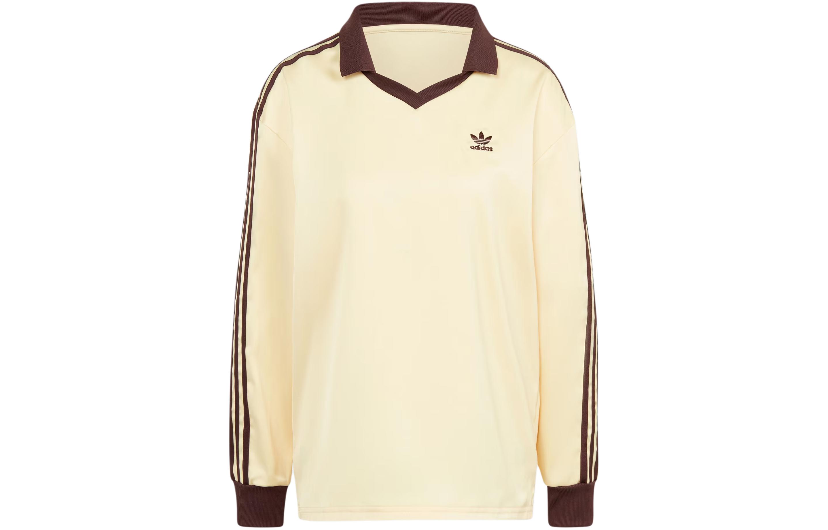 adidas originals 3-Stripes Satin Long Sleeve Tee Yellow IT9835 M