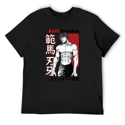 Baki Hanma T-Shirt Valentines Clothes Oversized Graphic Tee Essential T Shirt Black T-shirts for Men