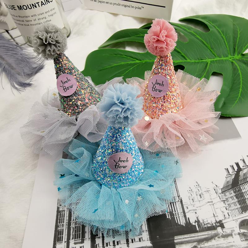 Dog Sequin Birthday Hat Pet Hairpin Hair Accessories Head Flower Crown Dog Accessories Pet Supplies Pet Hat Dog Costume