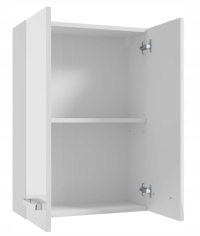 Wall-hung bathroom cabinet with shelf 50 cm, white gloss Mila